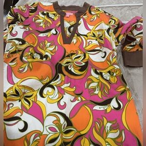 Lilly Pulitzer Newbury Tunic Top 60's Look Butterfly Print Pink Orange Size L